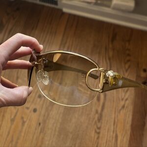 Gucci Horsebit Bee Shield Gold-Toned Sunglasses